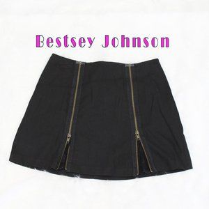 Betsy Johnson Black Zipper Lace Sz 6 Mini Skirt